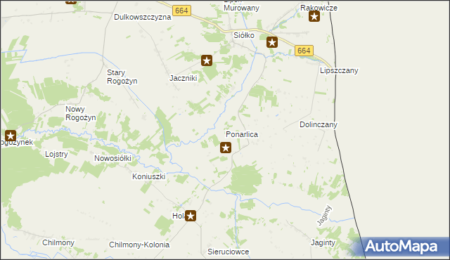 mapa Ponarlica, Ponarlica na mapie Targeo