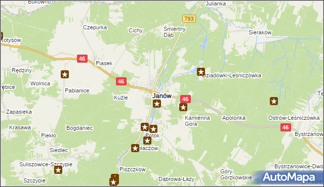 mapa Ponik gmina Janów, Ponik gmina Janów na mapie Targeo