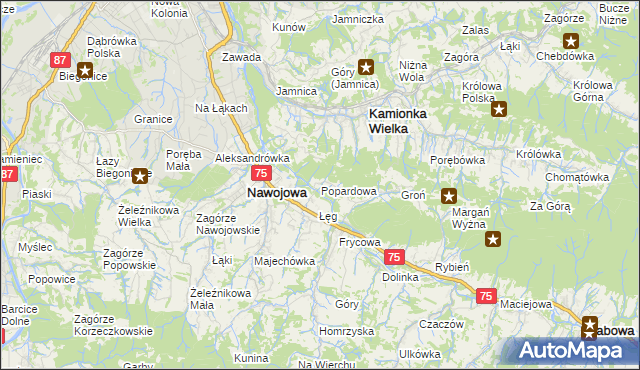 mapa Popardowa, Popardowa na mapie Targeo