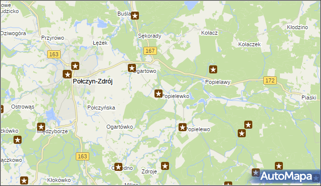 mapa Popielewko, Popielewko na mapie Targeo