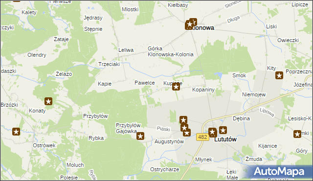 mapa Popielina, Popielina na mapie Targeo