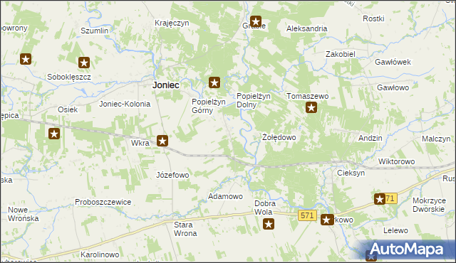 mapa Popielżyn-Zawady, Popielżyn-Zawady na mapie Targeo