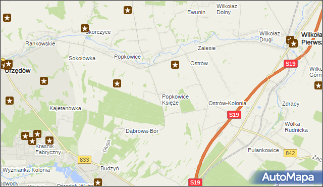 mapa Popkowice Księże, Popkowice Księże na mapie Targeo