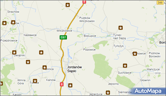 mapa Popowice gmina Jordanów Śląski, Popowice gmina Jordanów Śląski na mapie Targeo