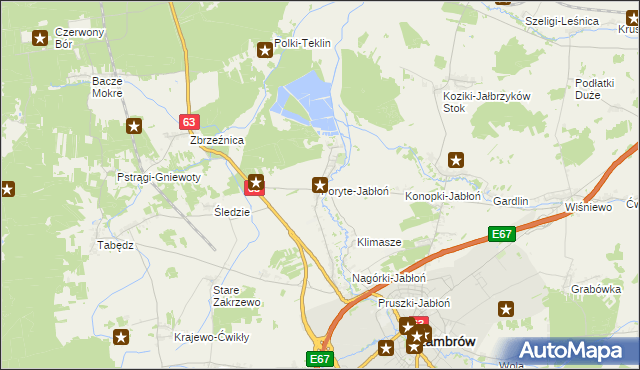 mapa Poryte-Jabłoń, Poryte-Jabłoń na mapie Targeo