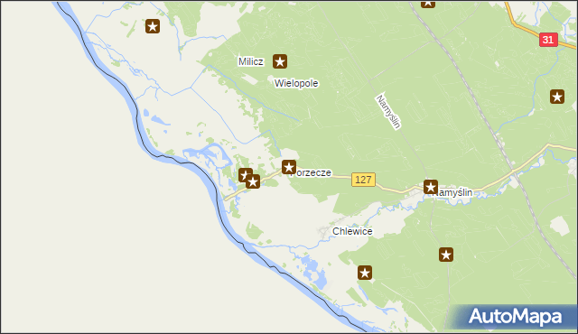 mapa Porzecze gmina Boleszkowice, Porzecze gmina Boleszkowice na mapie Targeo