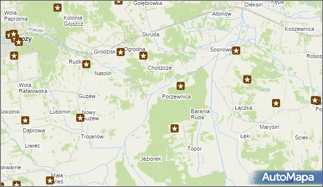 mapa Porzewnica, Porzewnica na mapie Targeo