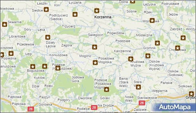 mapa Posadowa Mogilska, Posadowa Mogilska na mapie Targeo