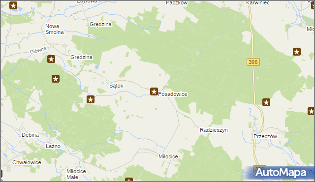 mapa Posadowice, Posadowice na mapie Targeo