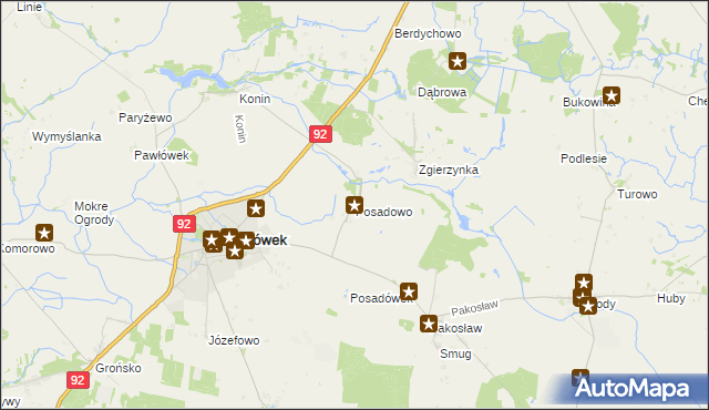 mapa Posadowo gmina Lwówek, Posadowo gmina Lwówek na mapie Targeo