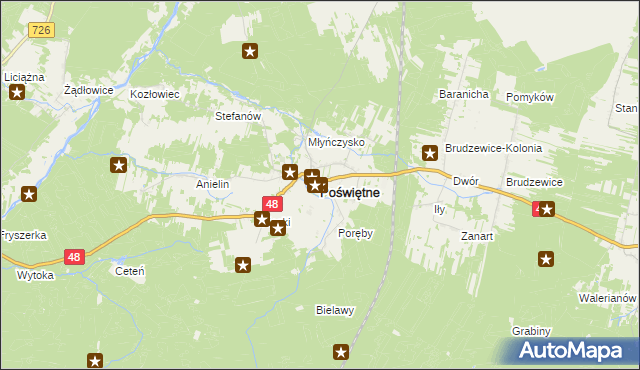 mapa Poświętne powiat opoczyński, Poświętne powiat opoczyński na mapie Targeo