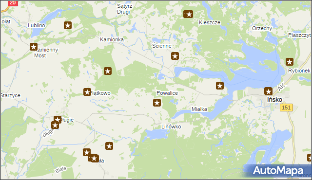 mapa Powalice gmina Ińsko, Powalice gmina Ińsko na mapie Targeo