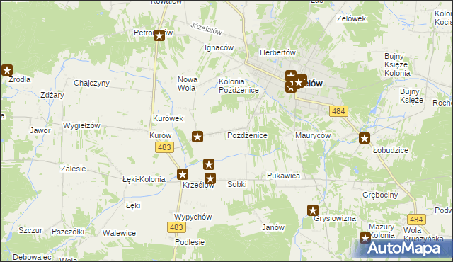 mapa Pożdżenice, Pożdżenice na mapie Targeo