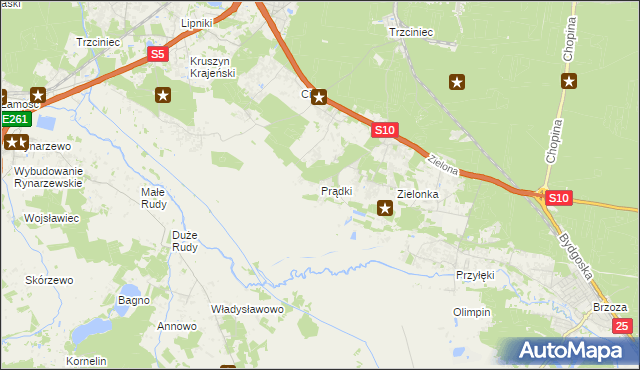 mapa Prądki, Prądki na mapie Targeo