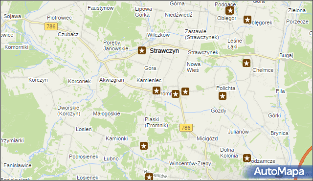 mapa Promnik gmina Strawczyn, Promnik gmina Strawczyn na mapie Targeo