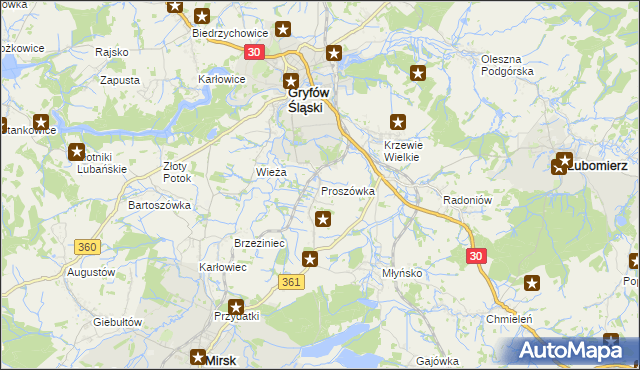 mapa Proszówka, Proszówka na mapie Targeo