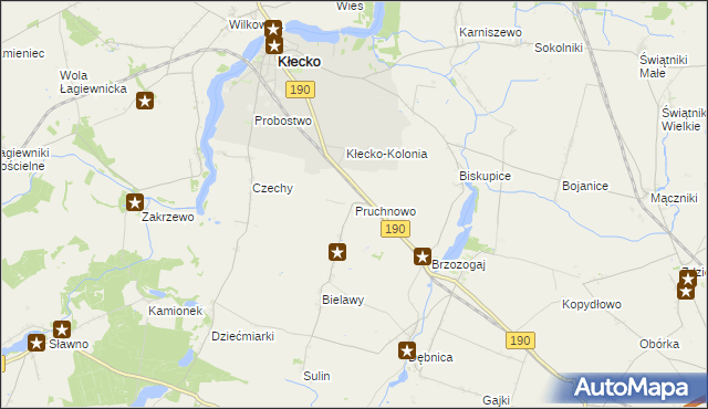 mapa Pruchnowo gmina Kłecko, Pruchnowo gmina Kłecko na mapie Targeo