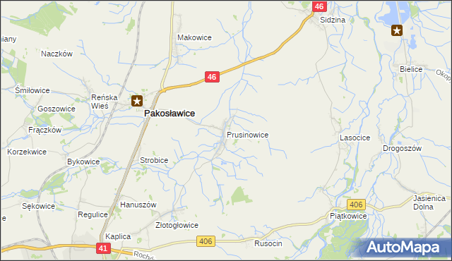 mapa Prusinowice gmina Pakosławice, Prusinowice gmina Pakosławice na mapie Targeo