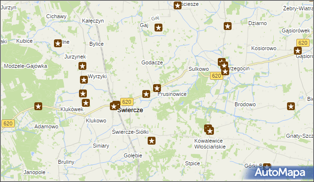 mapa Prusinowice gmina Świercze, Prusinowice gmina Świercze na mapie Targeo