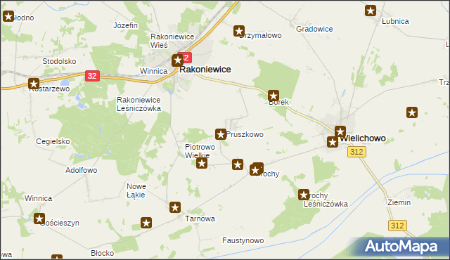 mapa Pruszkowo gmina Wielichowo, Pruszkowo gmina Wielichowo na mapie Targeo