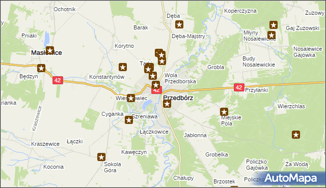 mapa Przedbórz powiat radomszczański, Przedbórz powiat radomszczański na mapie Targeo