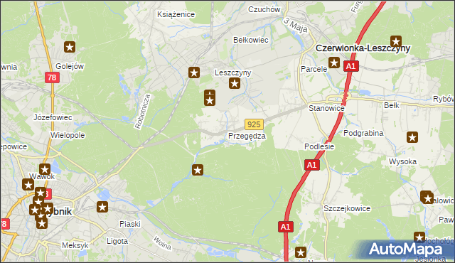 mapa Przegędza, Przegędza na mapie Targeo