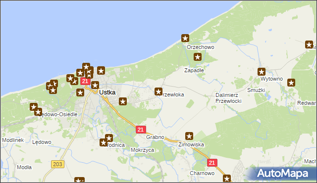 mapa Przewłoka gmina Ustka, Przewłoka gmina Ustka na mapie Targeo