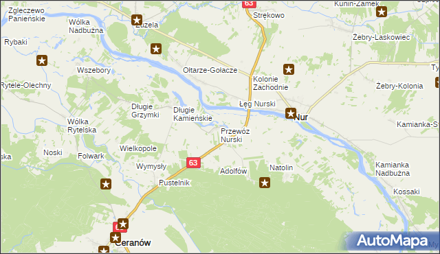 mapa Przewóz Nurski, Przewóz Nurski na mapie Targeo
