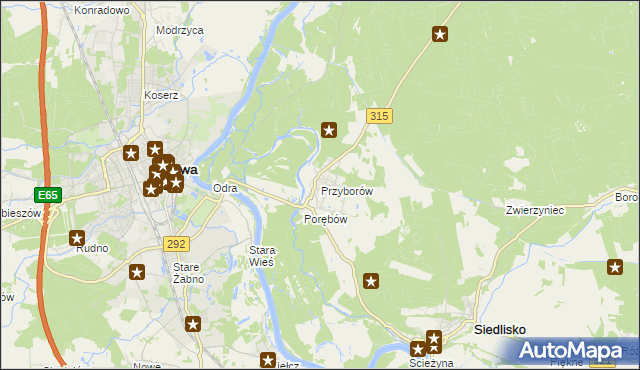 mapa Przyborów gmina Nowa Sól, Przyborów gmina Nowa Sól na mapie Targeo