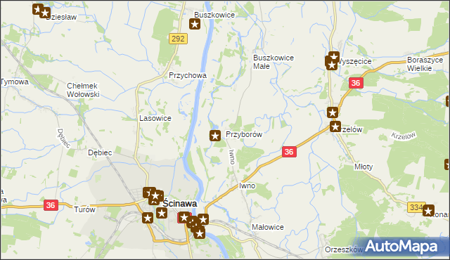 mapa Przyborów gmina Wińsko, Przyborów gmina Wińsko na mapie Targeo
