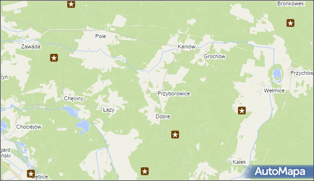 mapa Przyborowice gmina Gubin, Przyborowice gmina Gubin na mapie Targeo