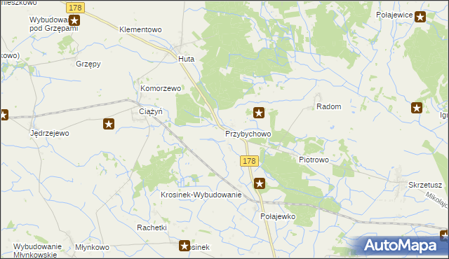 mapa Przybychowo, Przybychowo na mapie Targeo