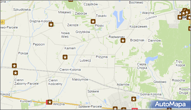 mapa Przyjma gmina Golina, Przyjma gmina Golina na mapie Targeo