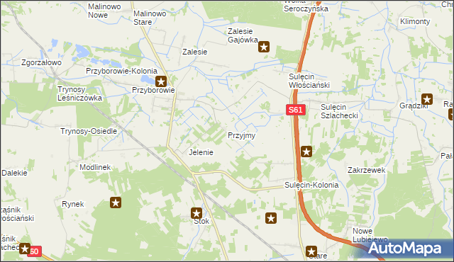 mapa Przyjmy gmina Ostrów Mazowiecka, Przyjmy gmina Ostrów Mazowiecka na mapie Targeo