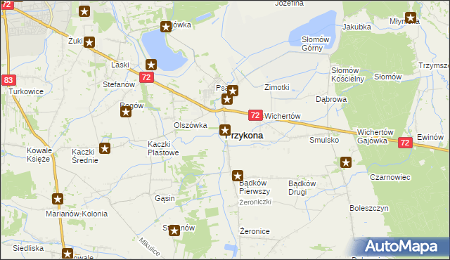 mapa Przykona, Przykona na mapie Targeo