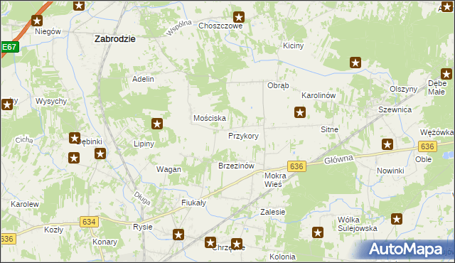 mapa Przykory gmina Zabrodzie, Przykory gmina Zabrodzie na mapie Targeo