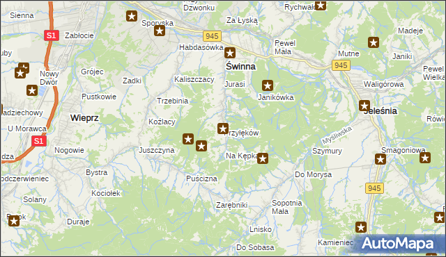 mapa Przyłęków, Przyłęków na mapie Targeo