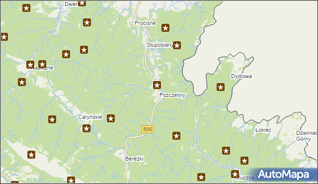 mapa Pszczeliny, Pszczeliny na mapie Targeo