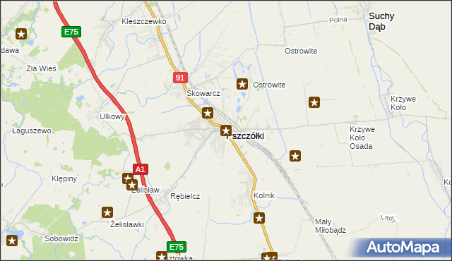 mapa Pszczółki powiat gdański, Pszczółki powiat gdański na mapie Targeo