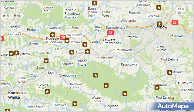 mapa Ptaszkowa, Ptaszkowa na mapie Targeo