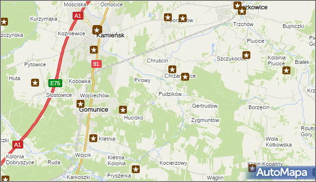 mapa Pudzików, Pudzików na mapie Targeo