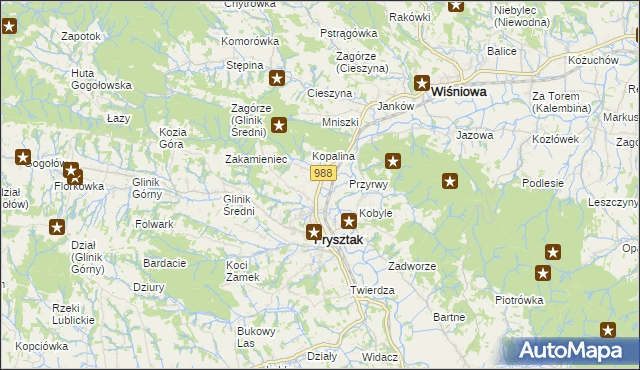 mapa Pułanki gmina Frysztak, Pułanki gmina Frysztak na mapie Targeo