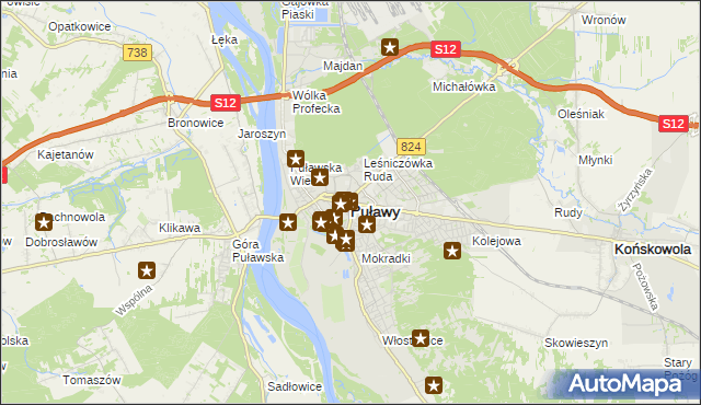 mapa Puław, Puławy na mapie Targeo