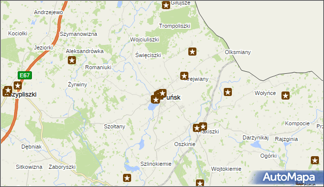 mapa Puńsk, Puńsk na mapie Targeo