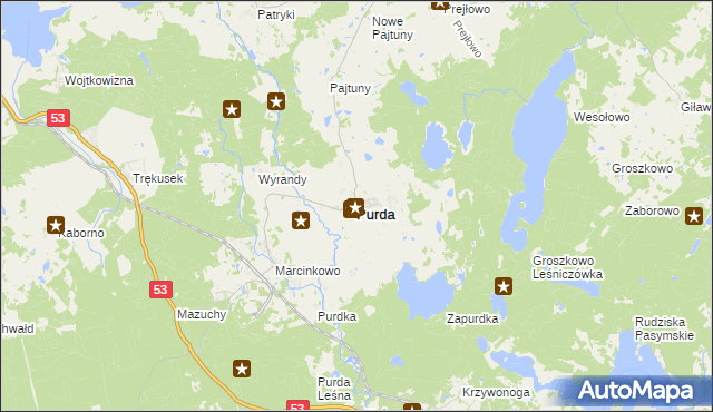 mapa Purda, Purda na mapie Targeo