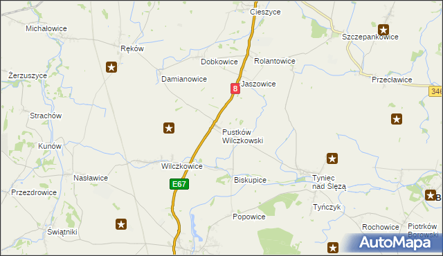 mapa Pustków Wilczkowski, Pustków Wilczkowski na mapie Targeo