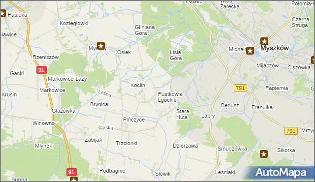 mapa Pustkowie Lgockie, Pustkowie Lgockie na mapie Targeo