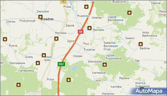 mapa Pyszków, Pyszków na mapie Targeo