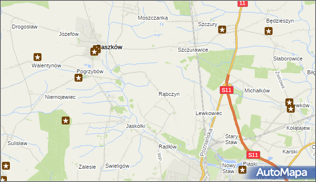 mapa Rąbczyn gmina Raszków, Rąbczyn gmina Raszków na mapie Targeo