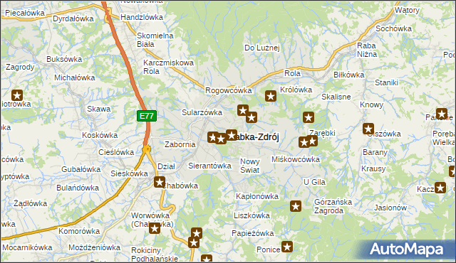 mapa Rabka-Zdrój, Rabka-Zdrój na mapie Targeo